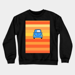 Cat driving a blue car Crewneck Sweatshirt